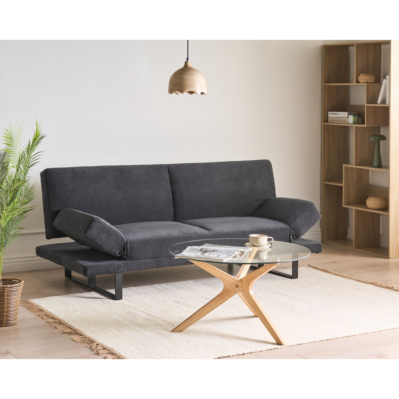 2 Seater Sofa Bed, Black Chenille