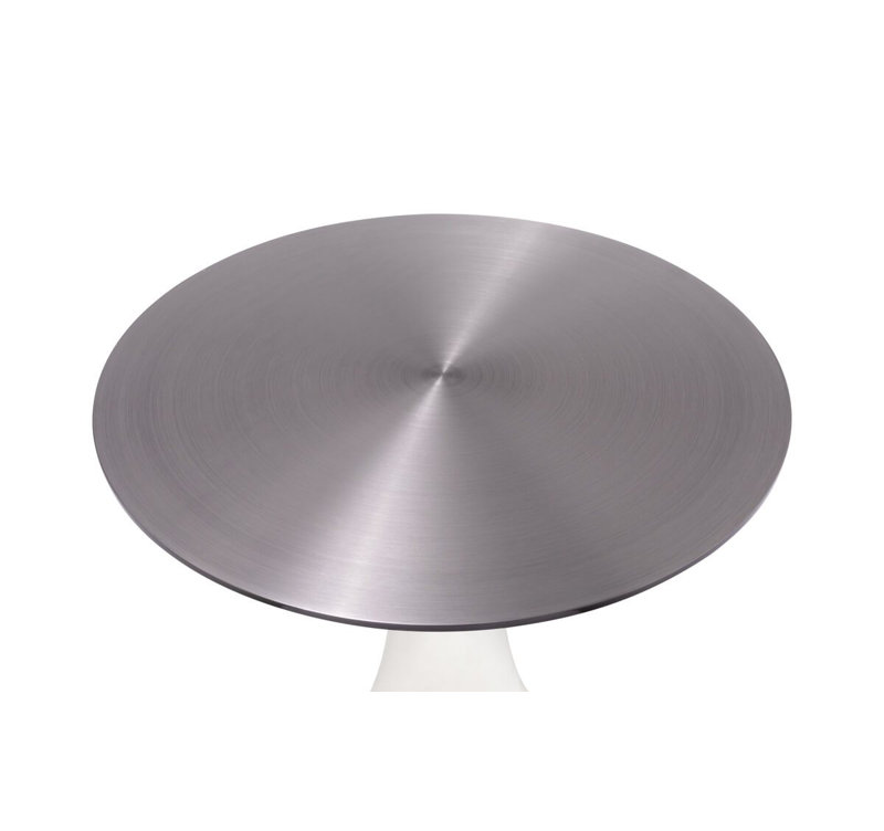 Table d'appoint Angelina, Plateau argenté / base blanche