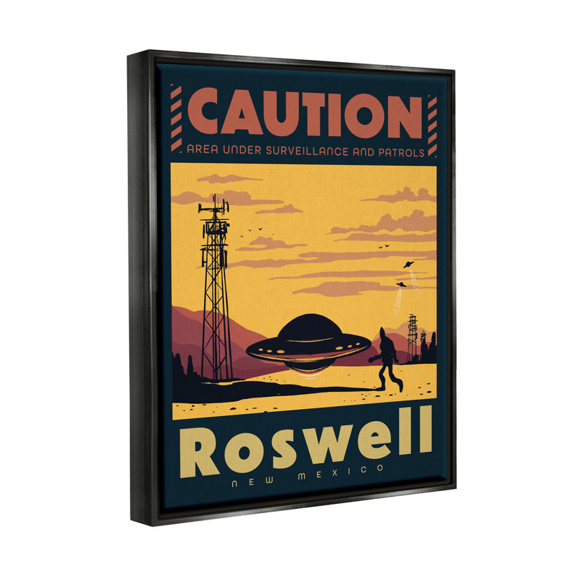 «Attention Roswell New Mexico UFO» par Ziwei Li, impression, Cadre flottant noir de jais, H 21 po x l 17 po x P 1,7 po