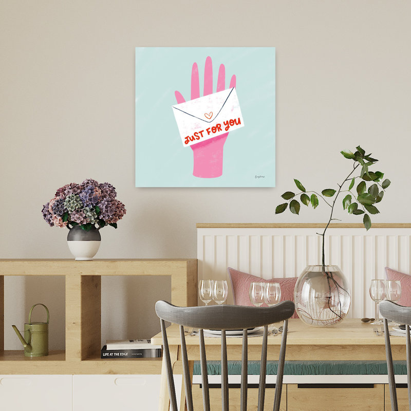 Lettres d'amour contemporaines I avec art sur enveloppe bleue, H 18 po x l 18 po