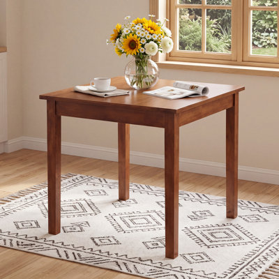 Brown Square Desk 29.5", Solid Wood Legs Writing Desk, Compact Modern Computer Desk for Small Space Home Office