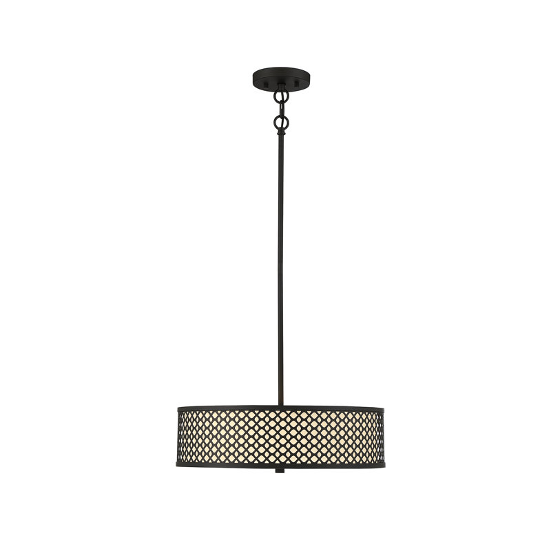 Mike 3 - Light Single Drum Pendant in Black, Black