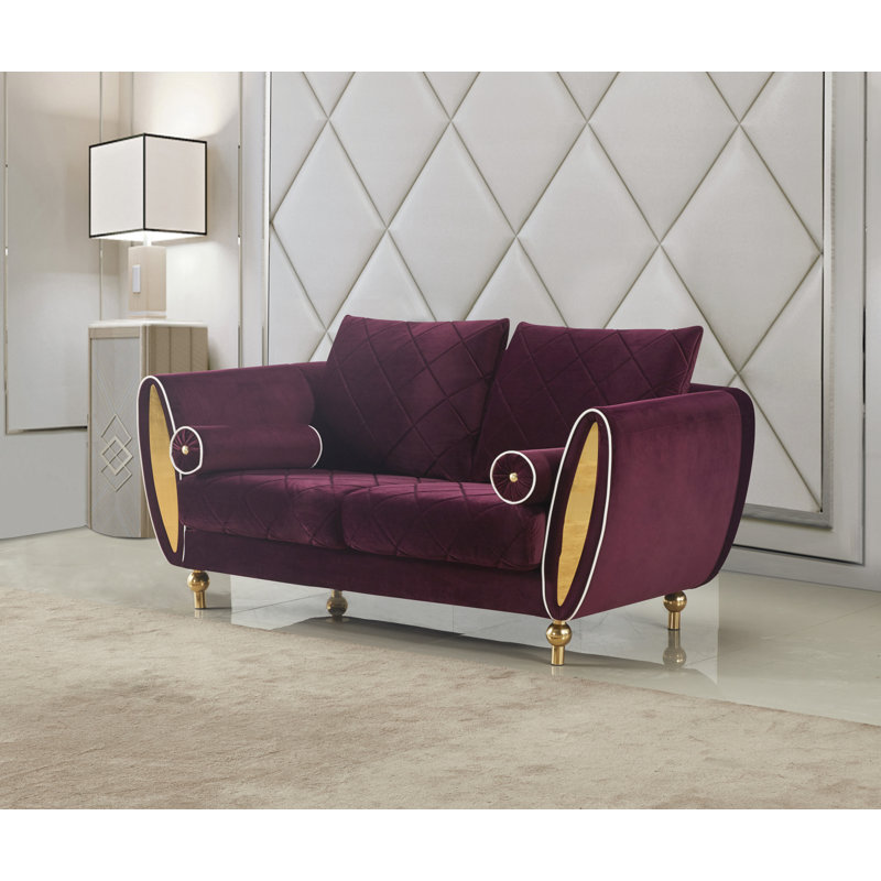 Sipario Vita Velvet Loveseat, Burgundy