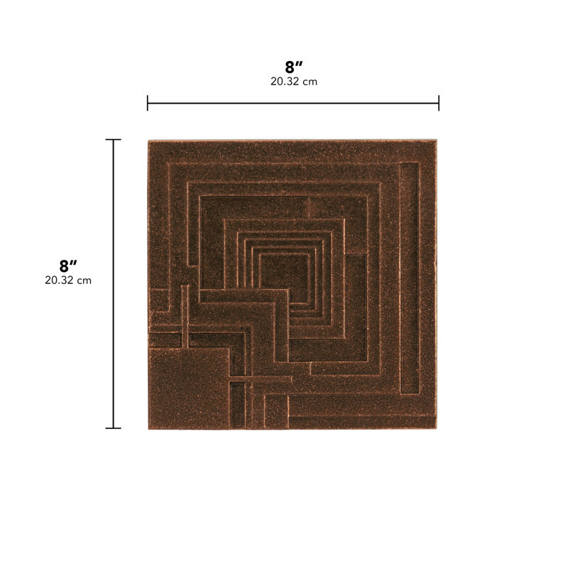 Paquet: Ensemble de 4 plaques de carrelage 8 po x 8 po Frank Lloyd Wright Ennis, Cuivre antique