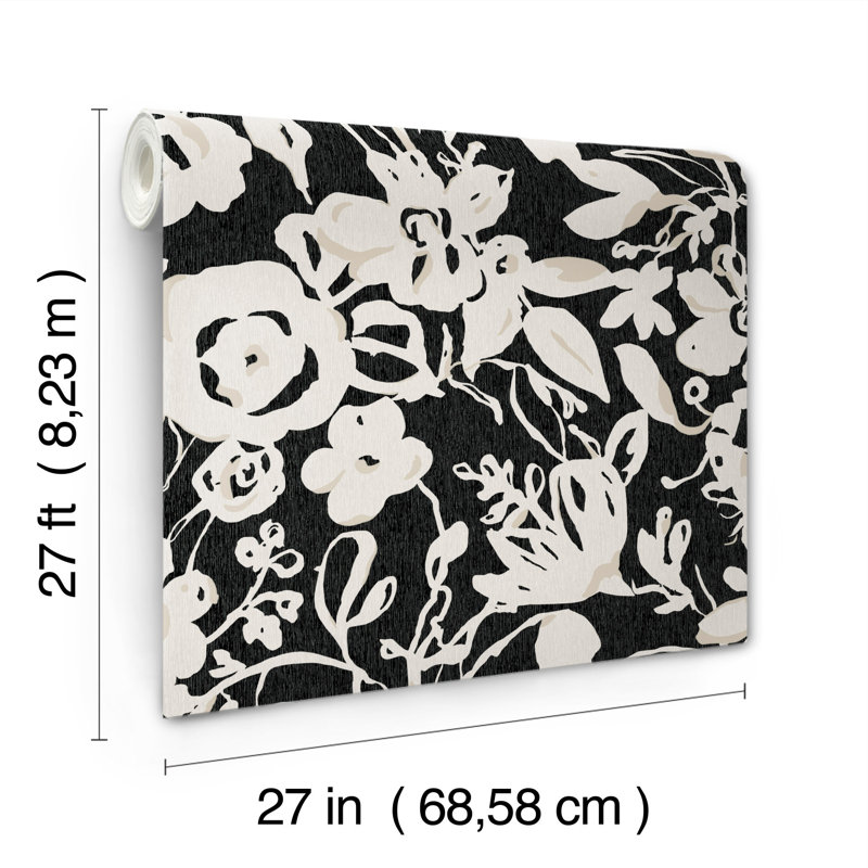 Floral Wallpaper, Black