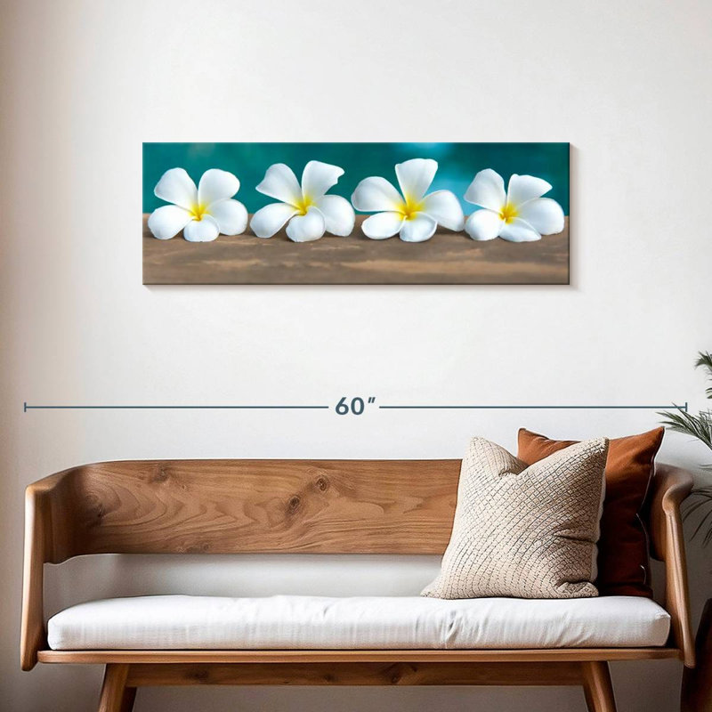 " White Frangipani Flower ", 14" H x 42" W x 1.25" D