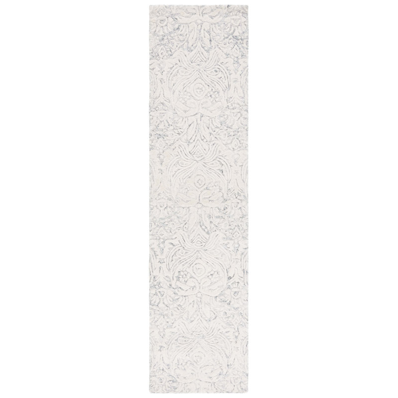 Tapis ivoire en laine touffeté à la main Ednah, Tapis de couloir 2 pi 3 po x 9 pi