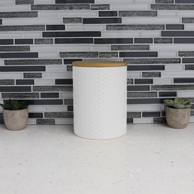 Pot de cuisine en céramique Honeycomb, H 7,75 po x l 5 po x P 5 po, Blanc