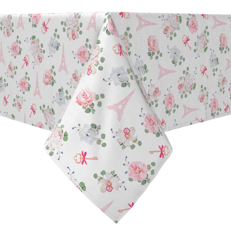 Rectangular Floral Cotton Twill Tablecloth
