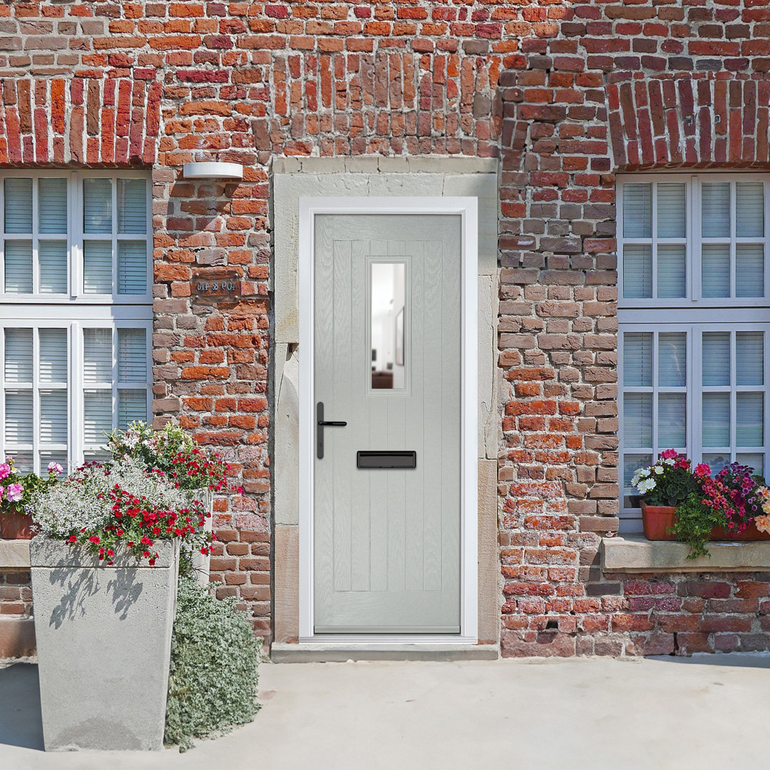 Crystal GRP Front door Sunningdale Anthracite Grey 920mm x 2090mm Open in Right hand Clear Glass