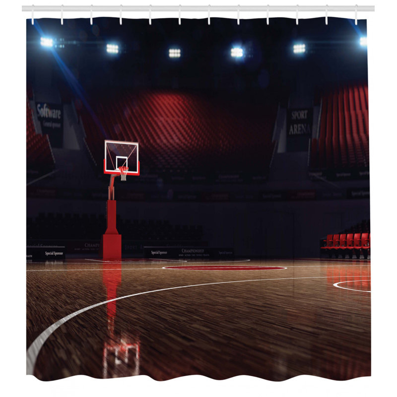 Ensemble de rideau de douche à basket + crochets, H 69 po x l 105 po