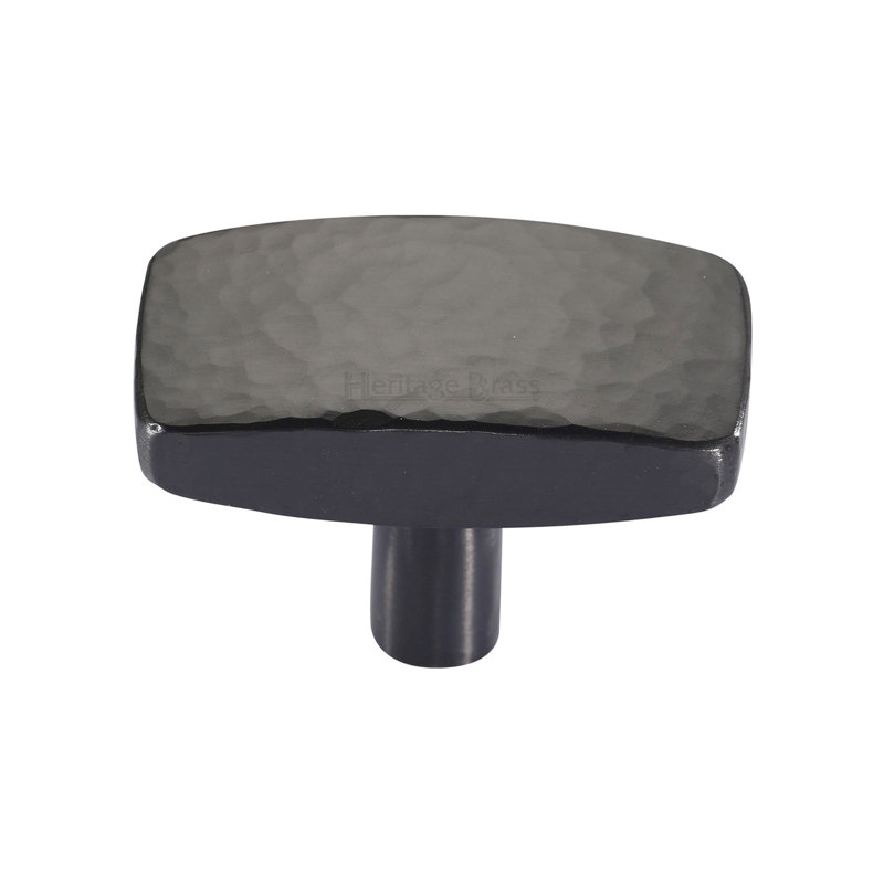Heritage Brass Cabinet Knob Rectangular Hammered Design, 47mm L x 25mm W x 28mm H, Matt Bronze