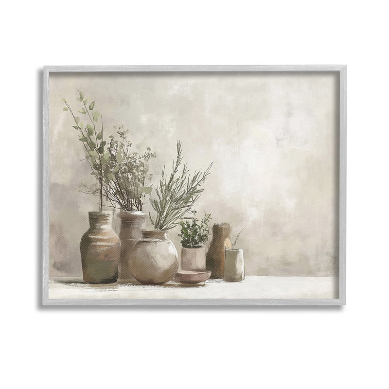 «Cottage Herbs in Pottery», art de la giclée encadrée par Imagine It Images, Estampe numérique Farmhouse, H 11 po x l 14 po