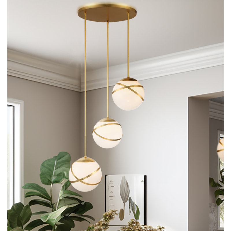 Luminaire suspendu sphère 3 lumières Porphyrion