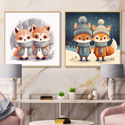 «Nursery Animal Fox I», ensemble de 2 reproductions sur toile