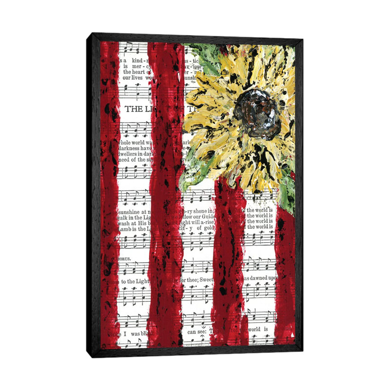 Sunflower Hymnal Flag by Ashley Bradley - Print on Canvas, 66.04 cm H x 45.72 cm W, Black Framed