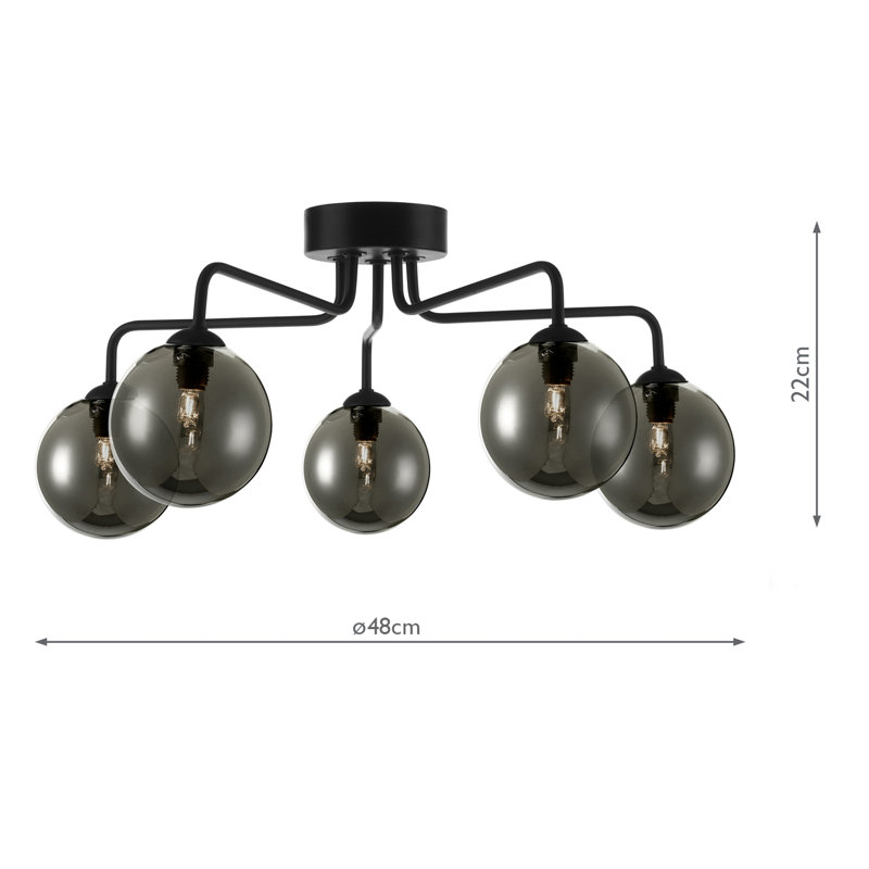 Flush Mount, Matt Black/Smoked