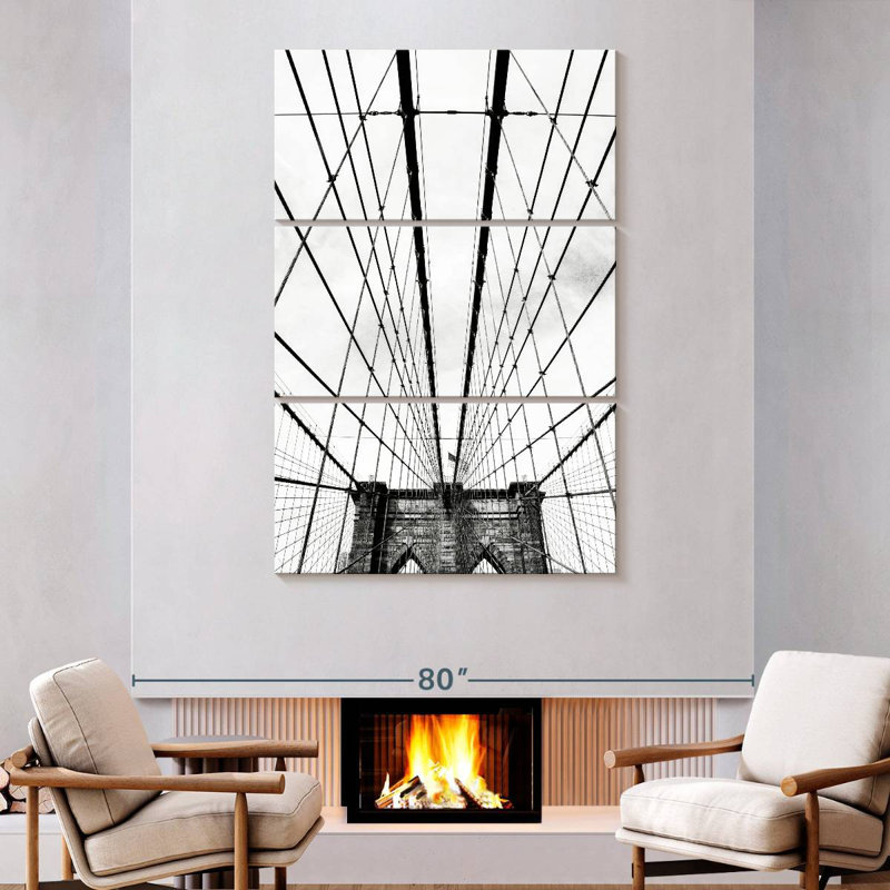 Masam Brooklyn Bridge Black And White, 74" H x 48" W
