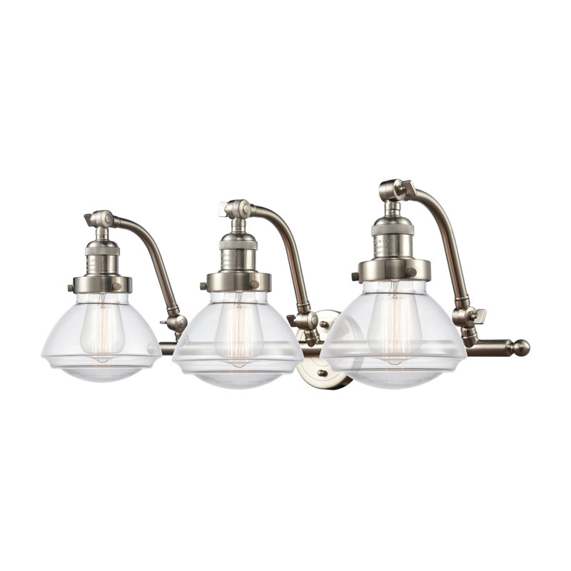 Chesterville 26'' W 3-Light Vanity Light with Glass Shades, Clear, Brushed Satin Nickel, Bulb Not Included