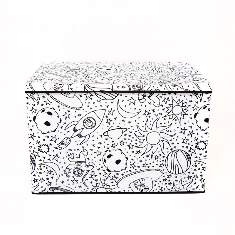 Kids' Black and White Collapsible Fabric Coloring Storage Box