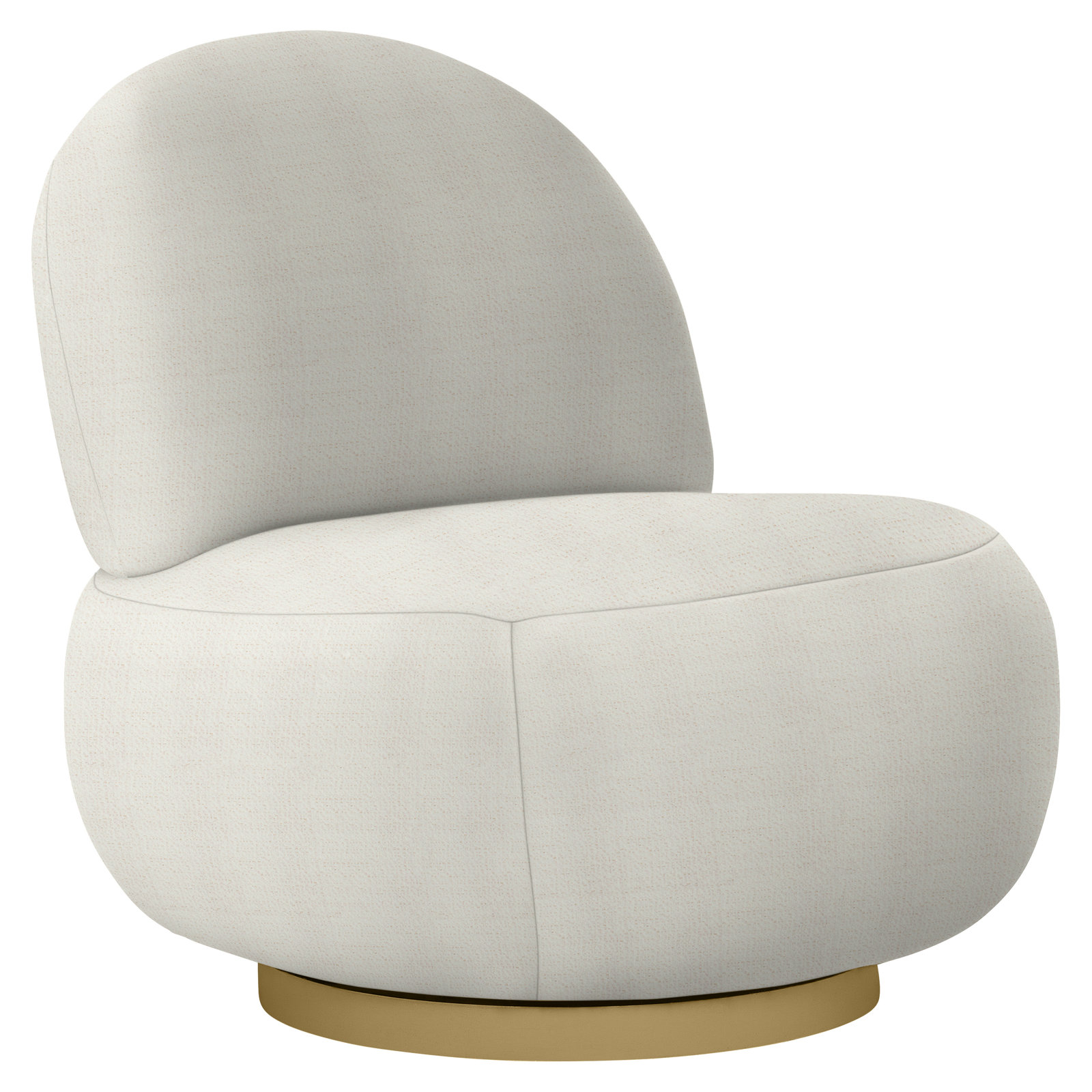 Lulu Upholstered Swivel Slipper Chair, Tan/Brown Chenille 1548-020, Antique Gold
