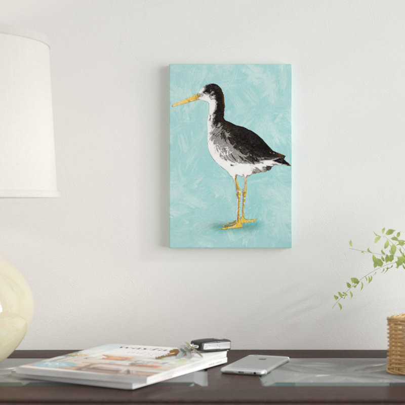 « mer shore oiseau iii », reproduction sur toile, H 40 po x l 26 po x P 1,5 po, Toile tendue, Pas de tapis