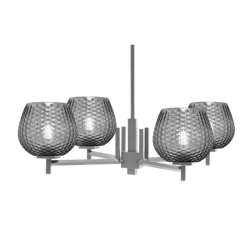 Lustre 4 lumières Fausley avec verre texturé fumé 6 po, Noir, Graphite