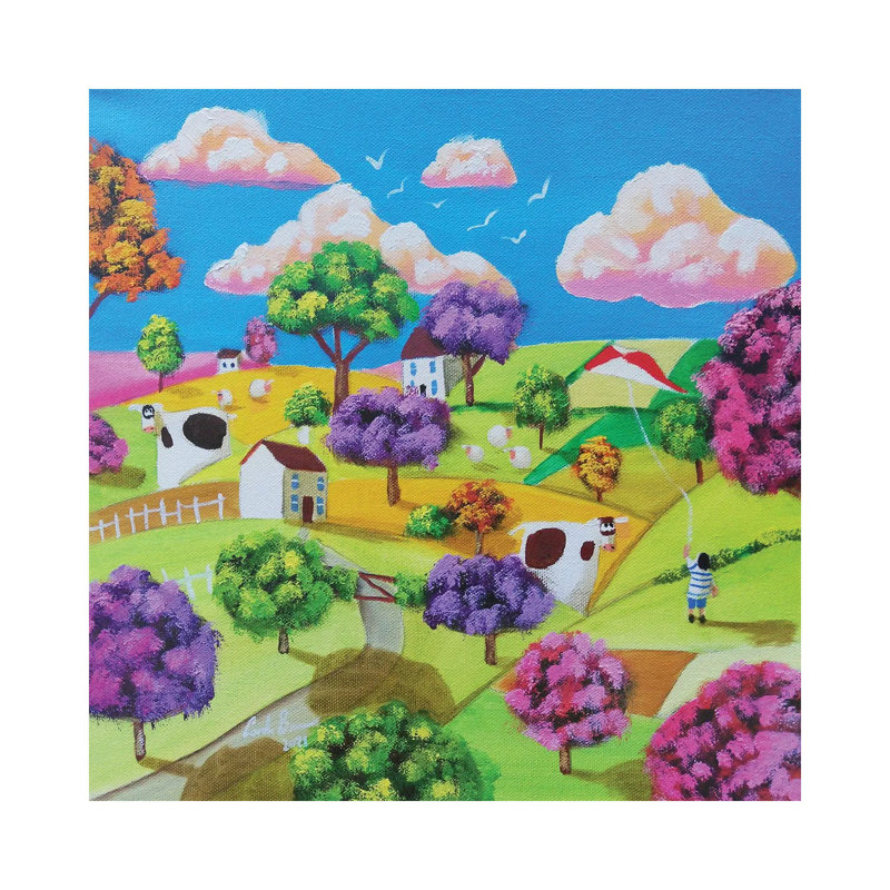 Flying A Kite by Gordon Bruce - Wrapped Canvas Print, 66.04 cm H x 66.04 cm W x 3.175 cm D