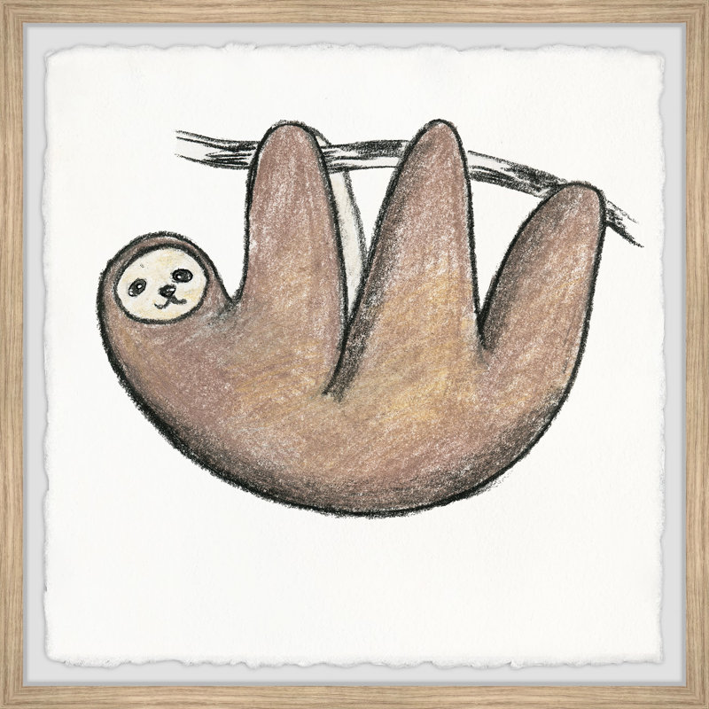 Cardenas Upside Down Sloth, ensemble de 4 reproductions encadrées à bords frangés, H 18 po x l 18 po x P 1,5 po