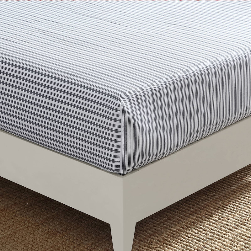 Nautica Percale Cotton Fully Elastic Fitted Sheet, Queen Fitted Sheet, Charcoal