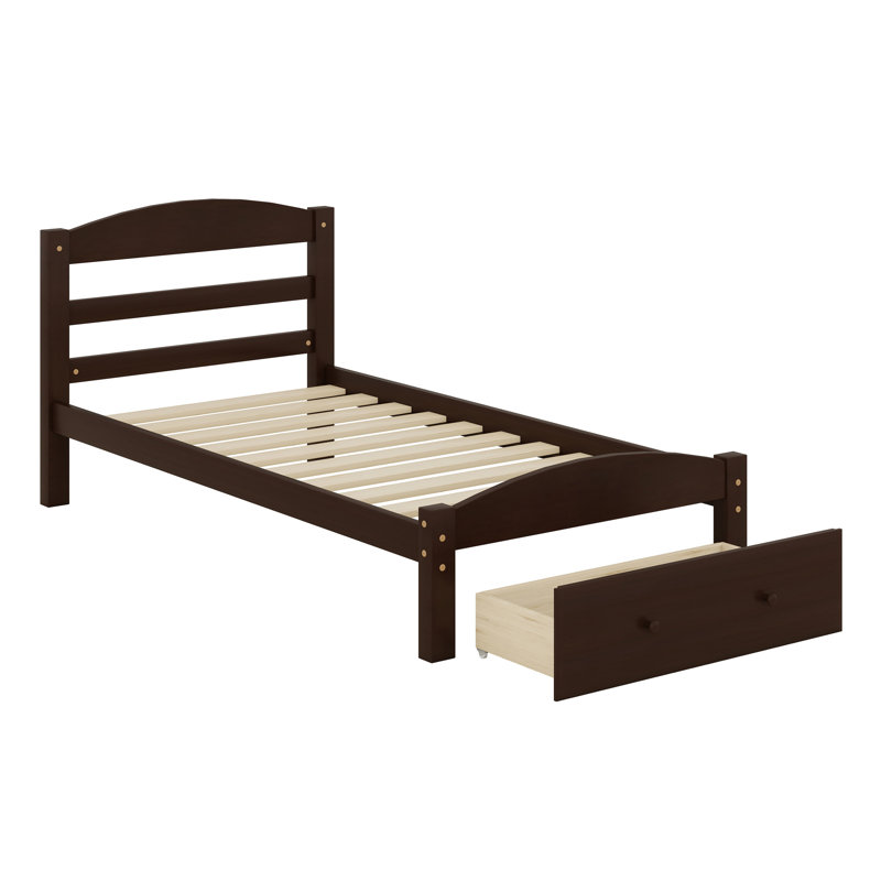 Base de lit plateforme avec tiroir de rangement, Espresso