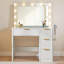 Meuble-lavabo moderne 36,2 po avec 4 tiroirs, miroir lumineux à DEL et prises de courant, blanc-736424808