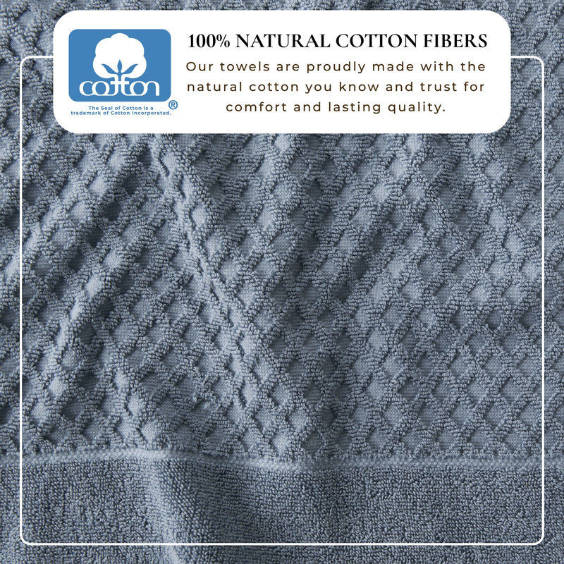 Ultra-Soft & Absorbent 100% Cotton Towel Set, Blue Diamond, Hand Towels - 6 Pack