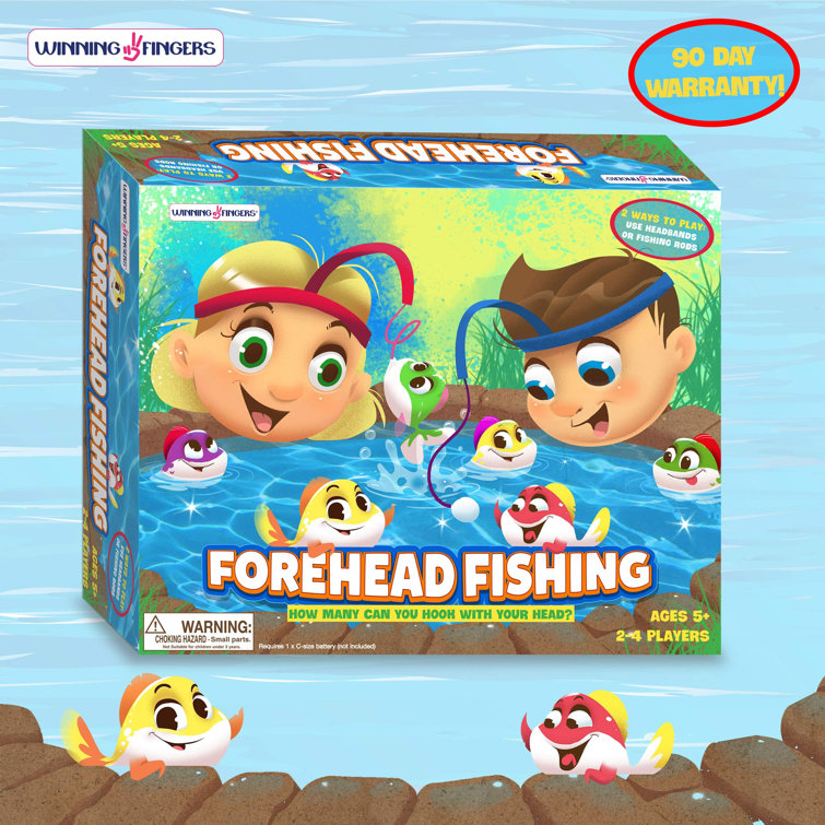 Winning Fingers Fishing Game | Includes 28 Fish, 4 Rods, 4 Forehead Rods, Rotating Board