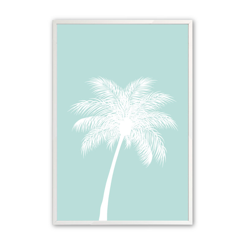 Palmier imprimé dans un cadre mural, Blanc opaque, H 20 po x l 16 po x P 1,25 po