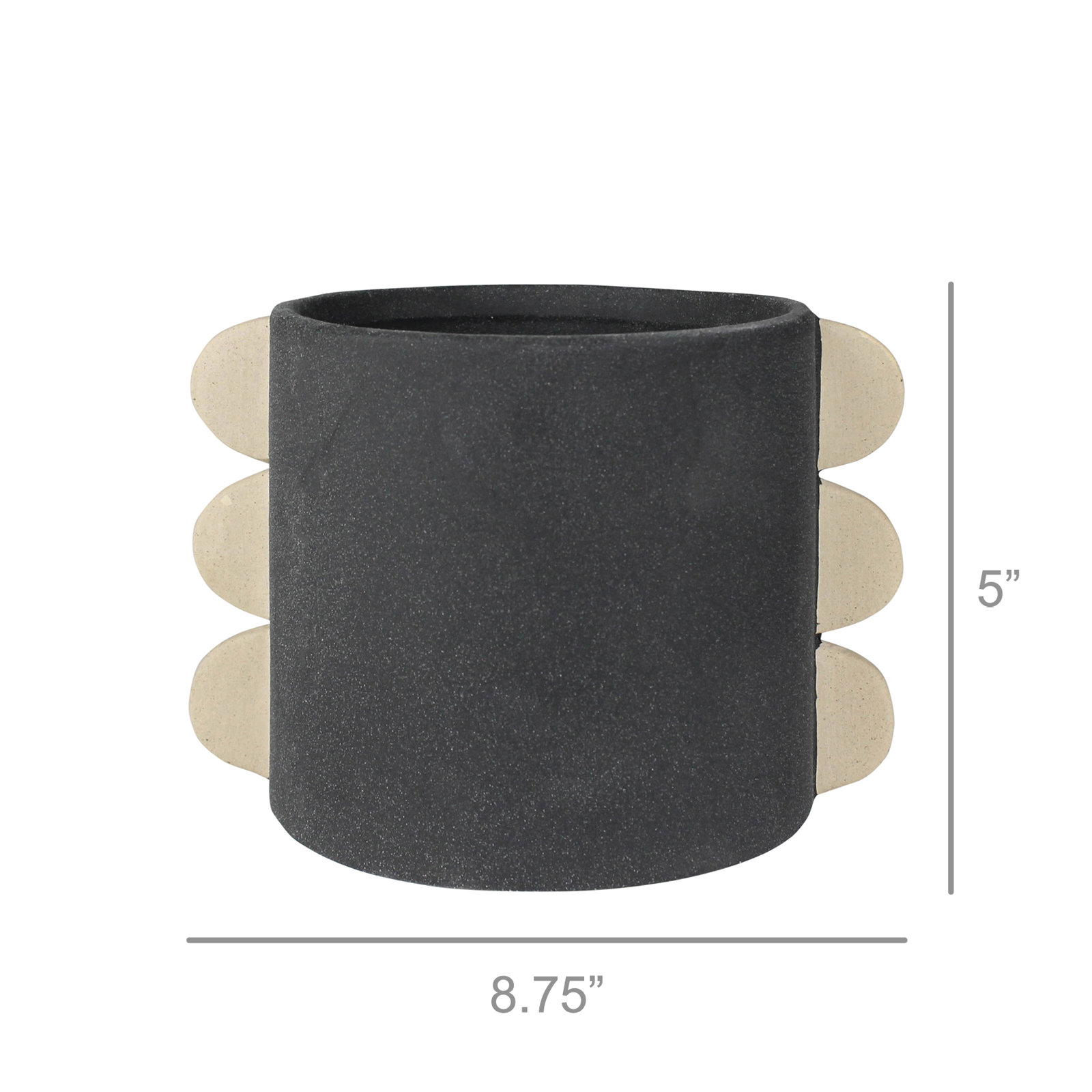 Aralia Ceramic Cachepot, 5" H x 8.75" W x 6.75" D