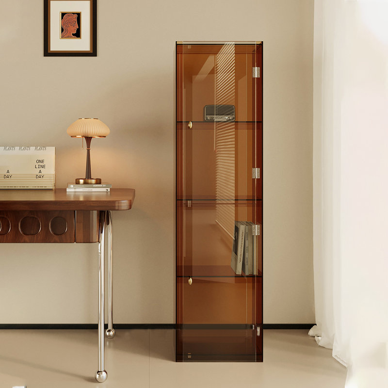 Bibliothèque minimaliste en acrylique avec une porte.