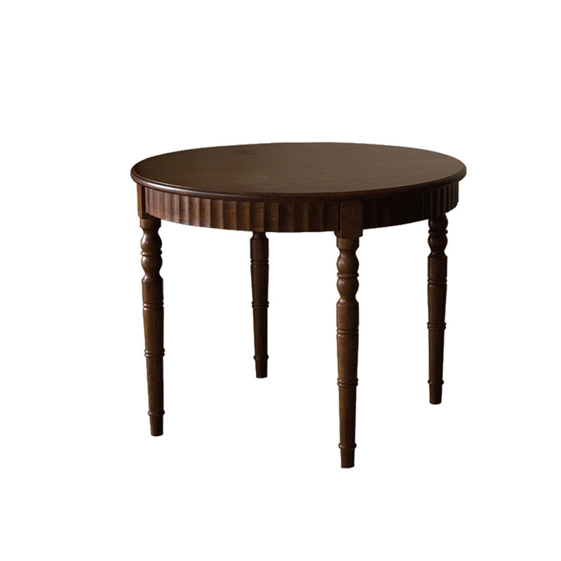 Table de salle à manger brune ronde en bois massif, H 29,53 po x L 43,31 po x l 43,31 po
