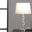 Lampe de table 20 "à cubes géométriques empilés en cristal argenté avec abat-jour empire blanc classique