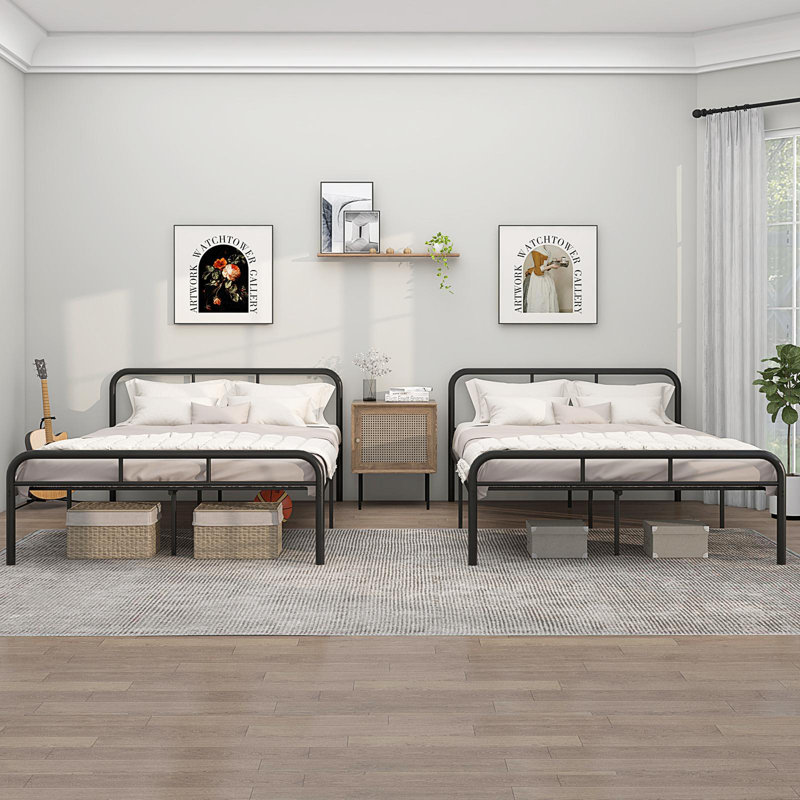 Maneh Metal Platforms Bed by Ebern Designs, Full, Black