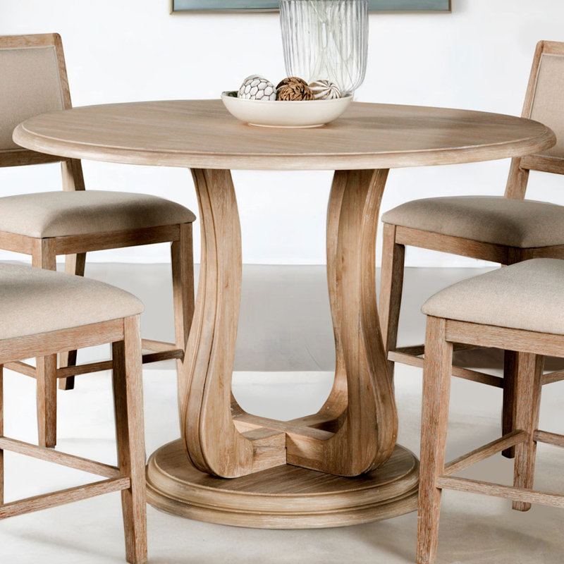 Table ronde à hauteur de comptoir en bois avec base en tulipe, H 36 po x L 54 po x l 54 po