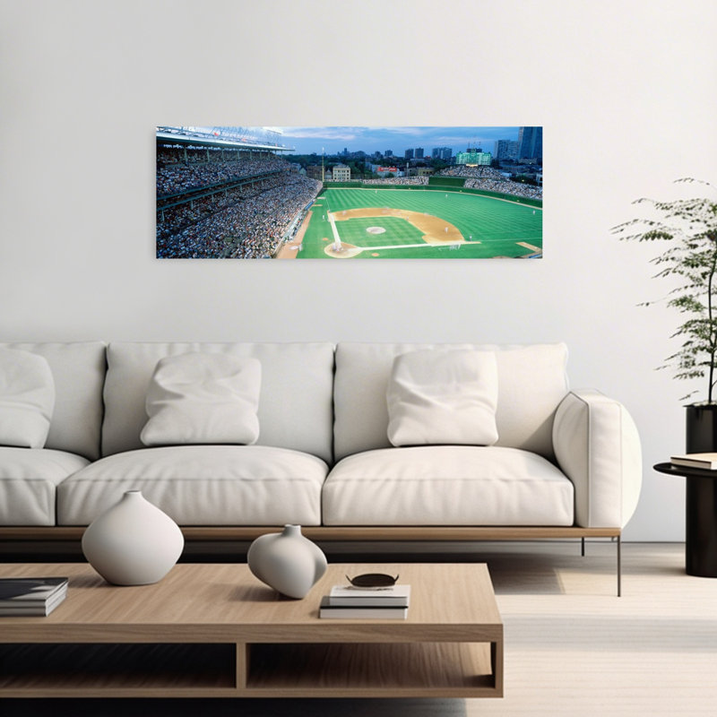 High angle view of spectators in a stadium Wrigley Field Chicago Cubs Chicago Illinois USA 1 Piece Wrapped Canvas Panoramic Wall Art
