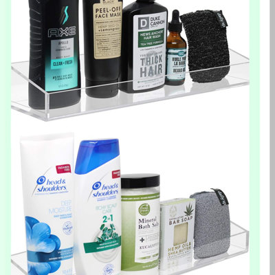 ClearView Floating Acrylic Shelves - No Drill Wall Mounted Storage for Bathroom, Kitchen, and More
