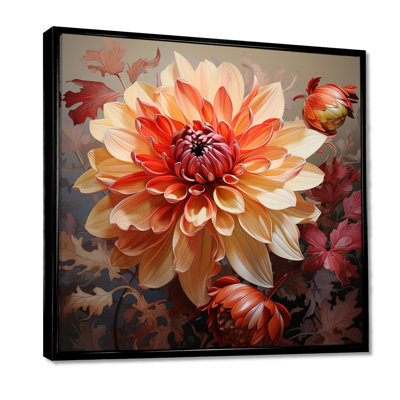 Orange And Red Blooming Dahlia - Dahlia Wall Art
