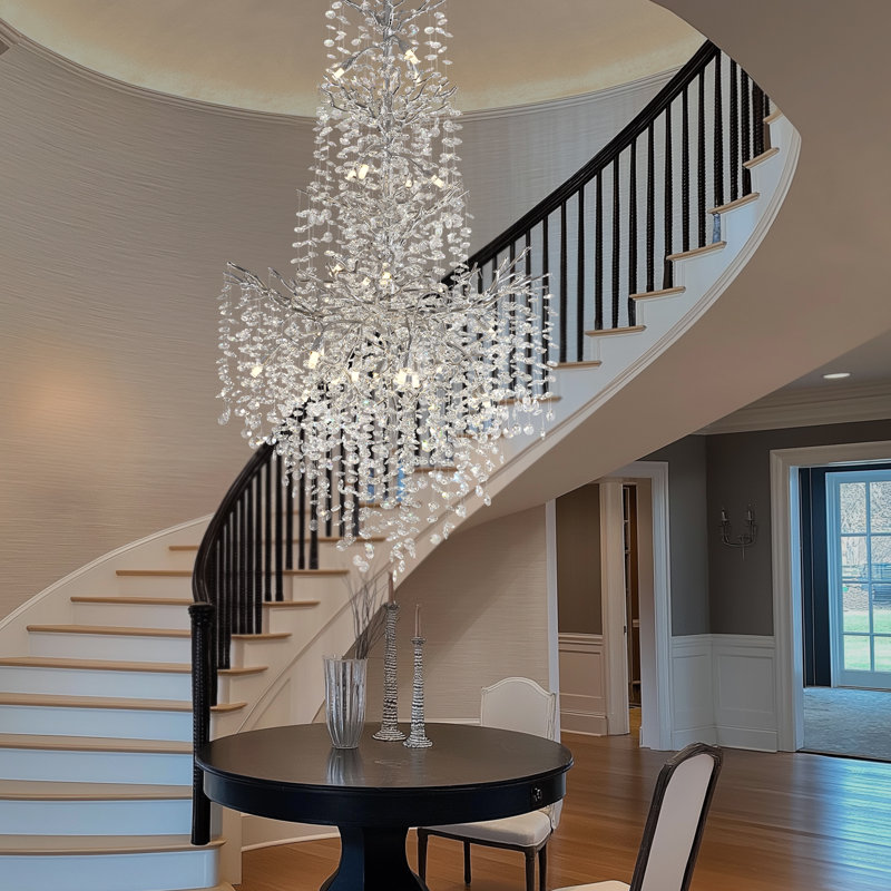 Lustre en cristal 23 lumières à DEL 23 "à niveaux variable avec accents en cristal