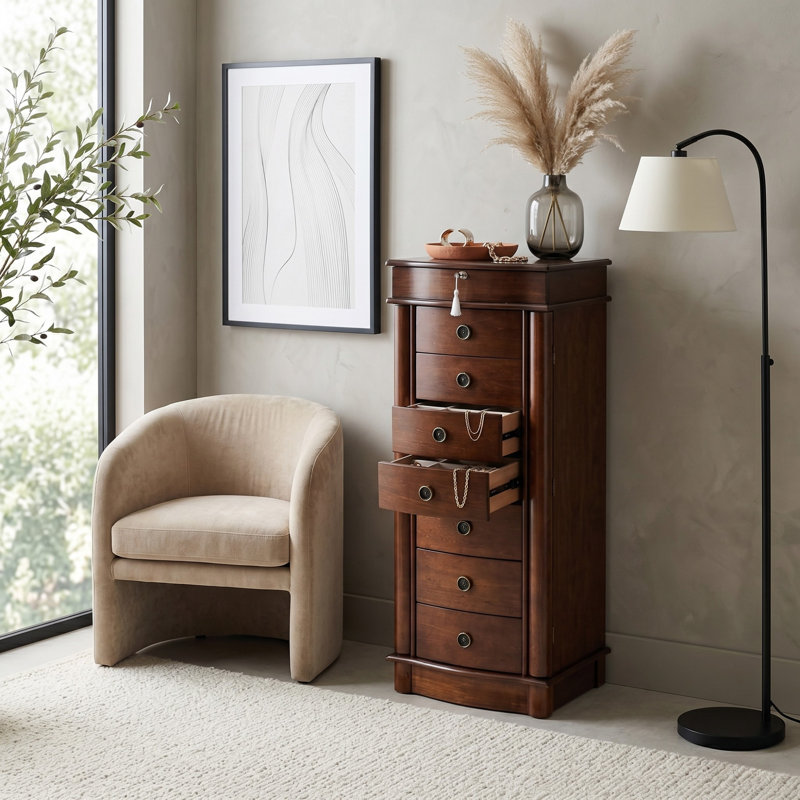 Armoire à bijoux avec miroir Argueta, Noyer