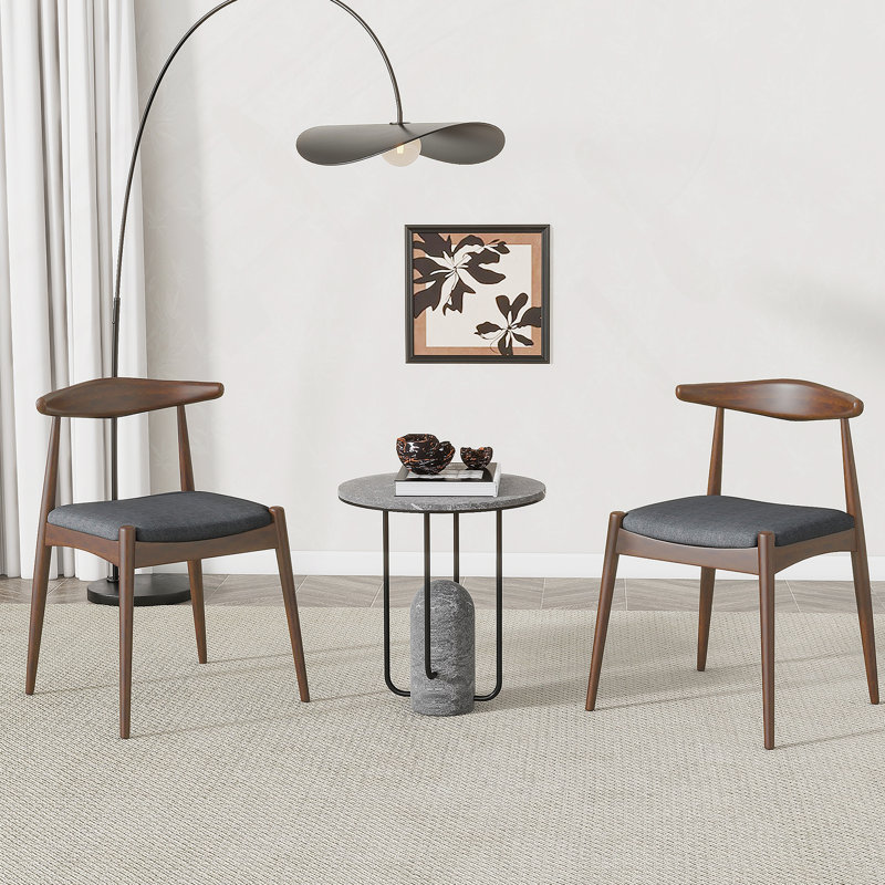 Chaises en tissu, ensemble de 2, Gris anthracite, Marron foncé