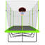 Trampoline rectangulaire 10 pi x 17 pi avec tissu vert, tubes en acier galvanisé thermolaqué noir avec système de panier de basketball