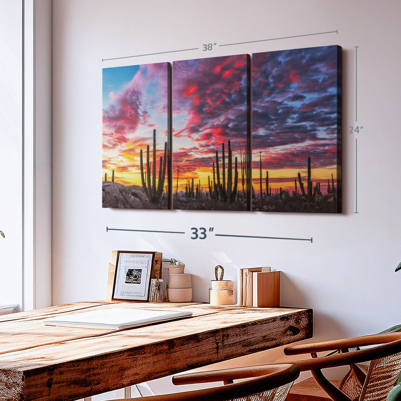 Nature, "Impression sur toile de forêt de cactus de la Basse-Californie" sur, H 24 po x l 38 po x P 1,25 po