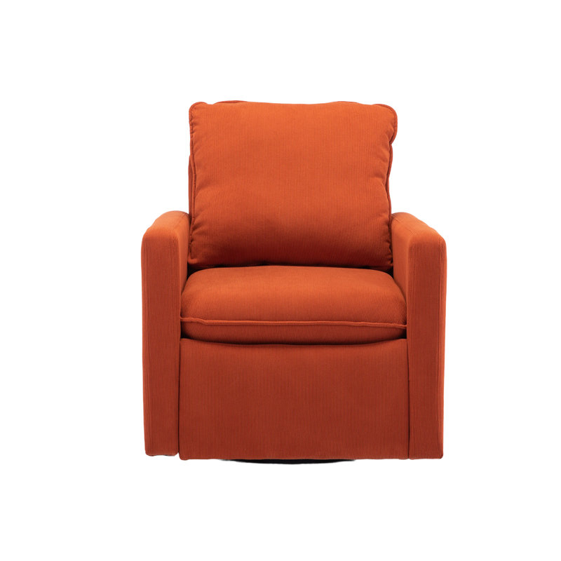 Fauteuil d'appoint pivotant rond Shetter, Velours orange